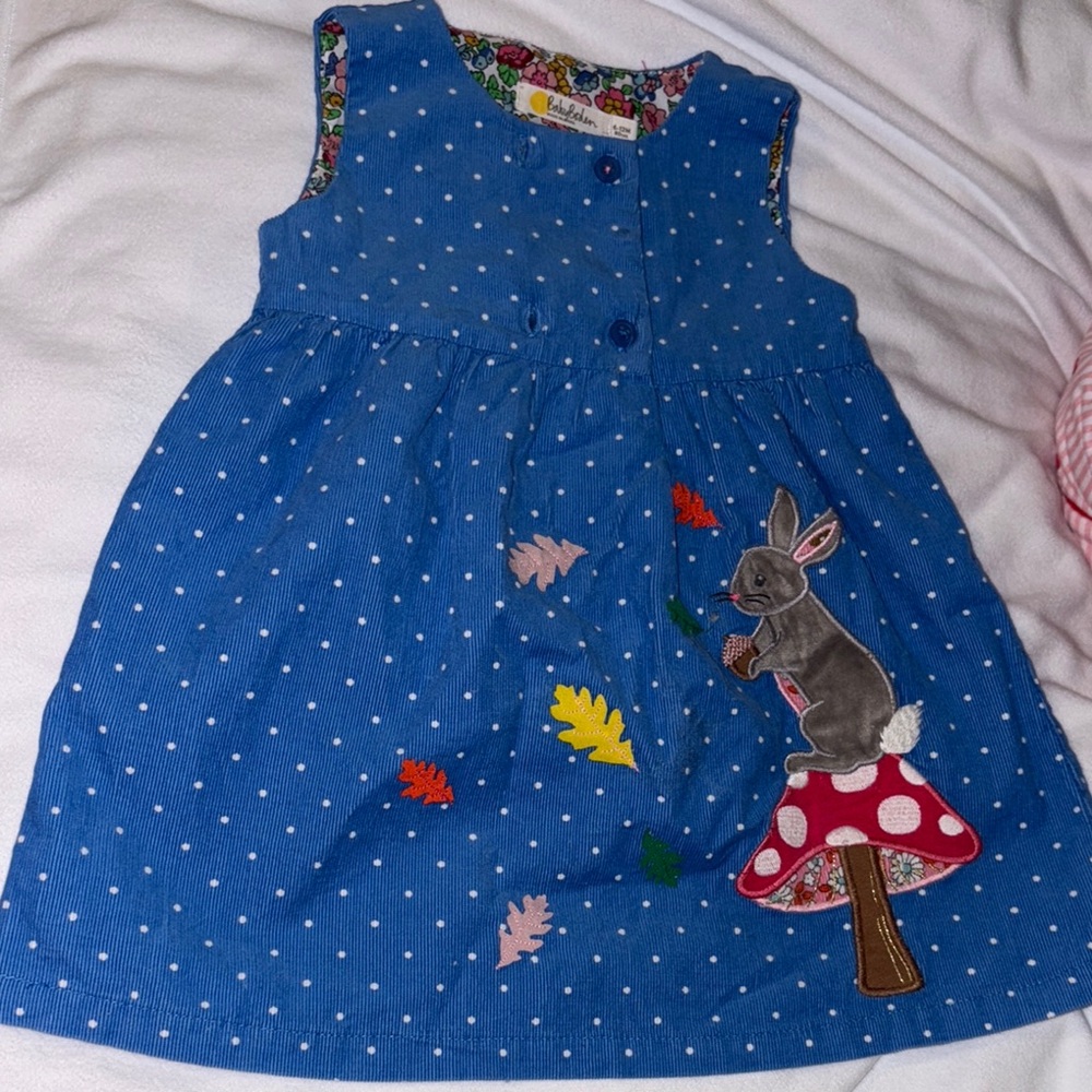Baby Boden Blue Floral Lined Dress